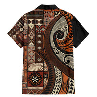 Vintage Samoa Siapo Mamanu Family Matching Mermaid Dress and Hawaiian Shirt Brown Samoan Tapa Motif LT9 - Polynesian Pride