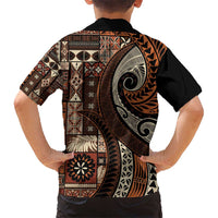 Vintage Samoa Siapo Mamanu Kid Hawaiian Shirt Brown Samoan Tapa Motif - Polynesian Pride