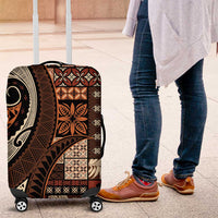 Vintage Samoa Siapo Mamanu Luggage Cover Brown Samoan Tapa Motif - Polynesian Pride