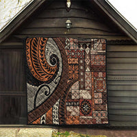 Vintage Samoa Siapo Mamanu Quilt Brown Samoan Tapa Motif - Polynesian Pride