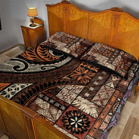Vintage Samoa Siapo Mamanu Quilt Bed Set Brown Samoan Tapa Motif - Polynesian Pride