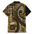 Vintage Samoa Siapo Mamanu Family Matching Summer Maxi Dress and Hawaiian Shirt Gold Samoan Tapa Motif - Polynesian Pride