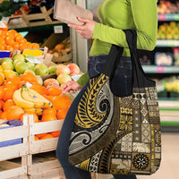 Vintage Samoa Siapo Mamanu Grocery Bag Gold Samoan Tapa Motif - Polynesian Pride