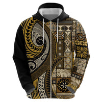 Vintage Samoa Siapo Mamanu Hoodie Gold Samoan Tapa Motif - Polynesian Pride