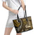 Vintage Samoa Siapo Mamanu Leather Tote Bag Gold Samoan Tapa Motif - Polynesian Pride