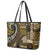 Vintage Samoa Siapo Mamanu Leather Tote Bag Gold Samoan Tapa Motif - Polynesian Pride
