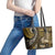 Vintage Samoa Siapo Mamanu Leather Tote Bag Gold Samoan Tapa Motif - Polynesian Pride