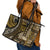 Vintage Samoa Siapo Mamanu Leather Tote Bag Gold Samoan Tapa Motif - Polynesian Pride