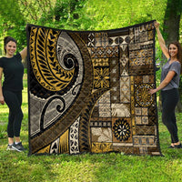 Vintage Samoa Siapo Mamanu Quilt Gold Samoan Tapa Motif - Polynesian Pride