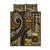 Vintage Samoa Siapo Mamanu Quilt Bed Set Gold Samoan Tapa Motif - Polynesian Pride