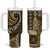 Vintage Samoa Siapo Mamanu Tumbler With Handle Gold Samoan Tapa Motif - Polynesian Pride