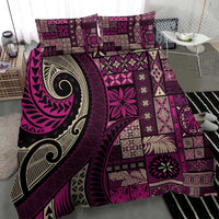 Vintage Samoa Siapo Mamanu Bedding Set Pink Samoan Tapa Motif - Polynesian Pride
