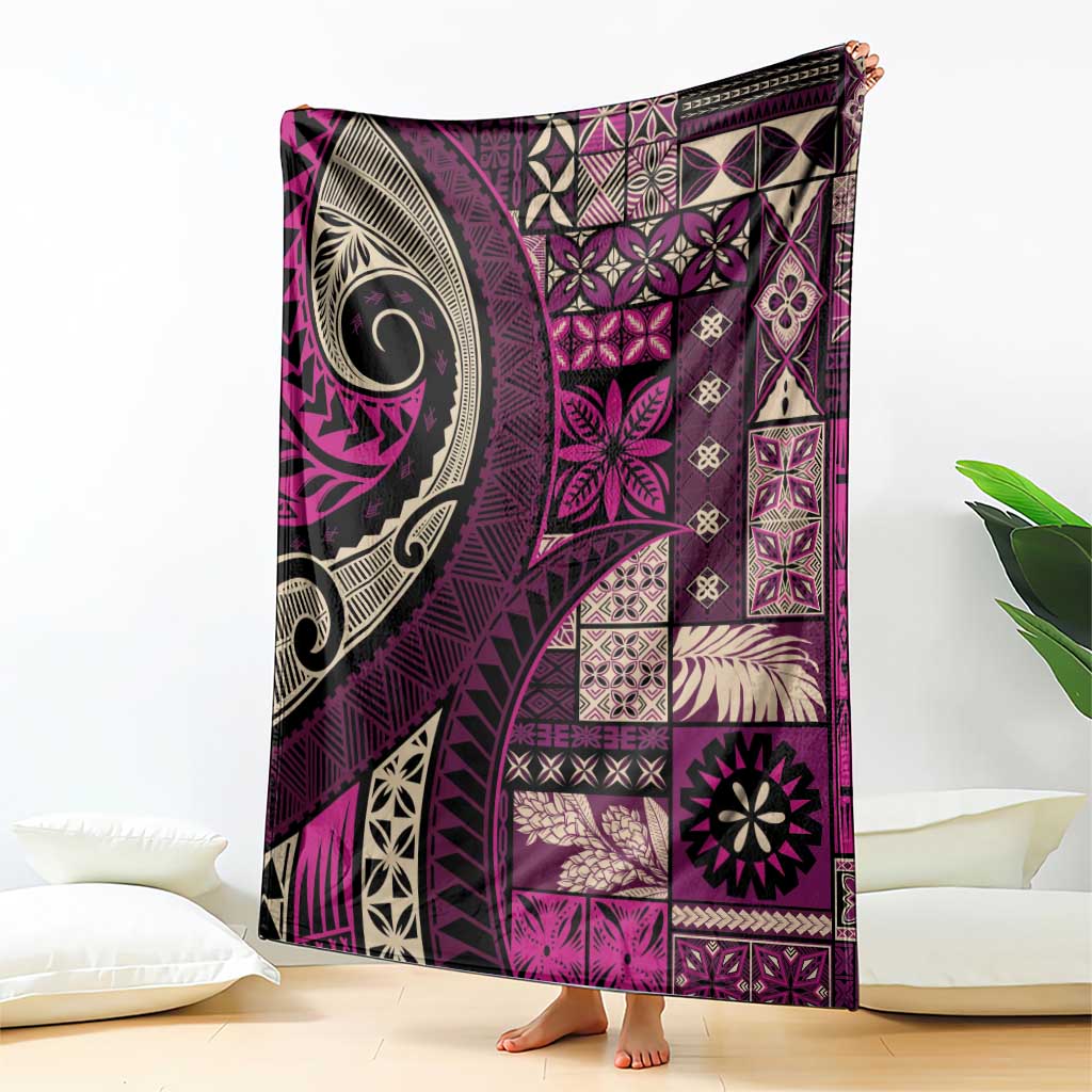 Vintage Samoa Siapo Mamanu Blanket Pink Samoan Tapa Motif - Polynesian Pride