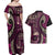 Vintage Samoa Siapo Mamanu Couples Matching Off Shoulder Maxi Dress and Hawaiian Shirt Pink Samoan Tapa Motif - Polynesian Pride