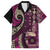 Vintage Samoa Siapo Mamanu Family Matching Off The Shoulder Long Sleeve Dress and Hawaiian Shirt Pink Samoan Tapa Motif - Polynesian Pride