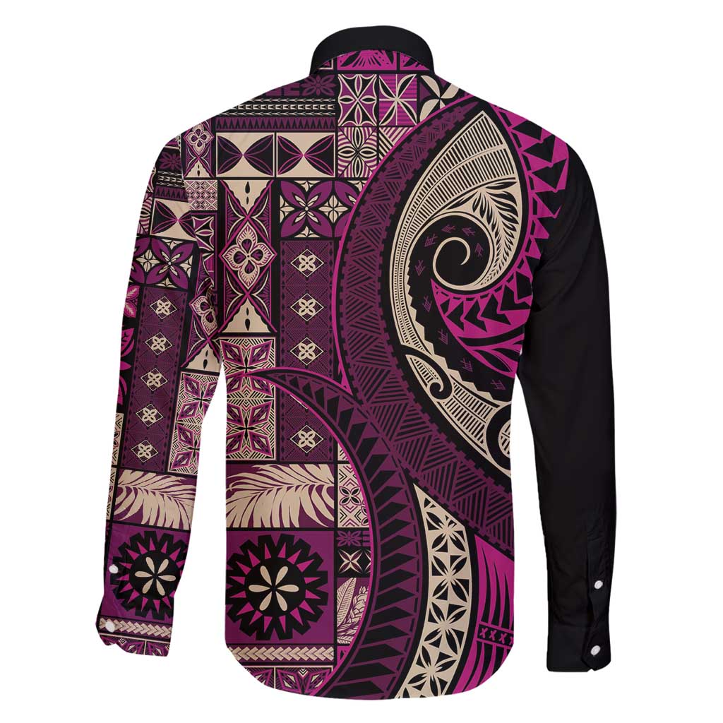 Vintage Samoa Siapo Mamanu Family Matching Puletasi and Hawaiian Shirt Pink Samoan Tapa Motif LT9 - Polynesian Pride