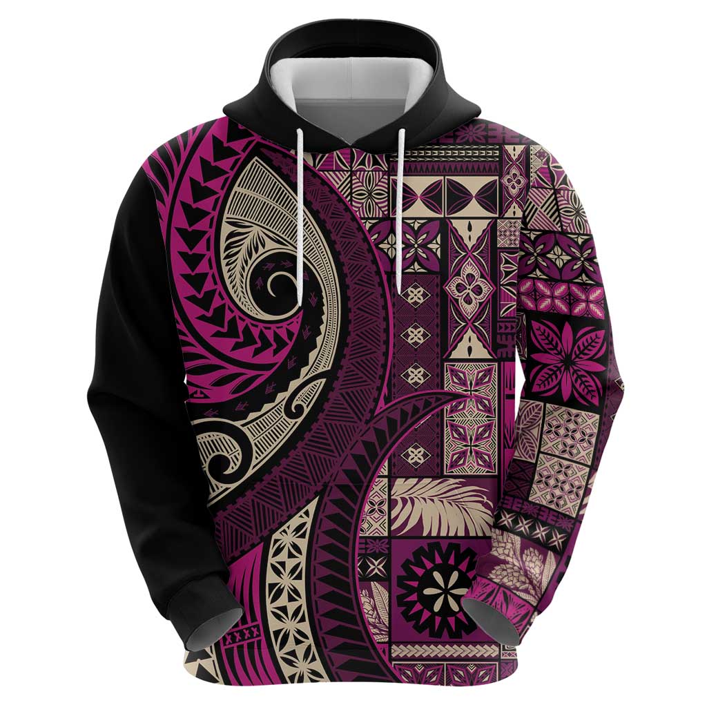Vintage Samoa Siapo Mamanu Hoodie Pink Samoan Tapa Motif - Polynesian Pride
