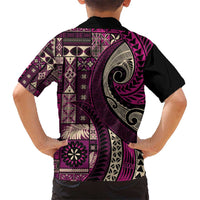 Vintage Samoa Siapo Mamanu Kid Hawaiian Shirt Pink Samoan Tapa Motif - Polynesian Pride