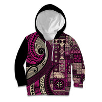 Vintage Samoa Siapo Mamanu Kid Hoodie Pink Samoan Tapa Motif - Polynesian Pride