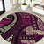 Vintage Samoa Siapo Mamanu Round Carpet Pink Samoan Tapa Motif - Polynesian Pride