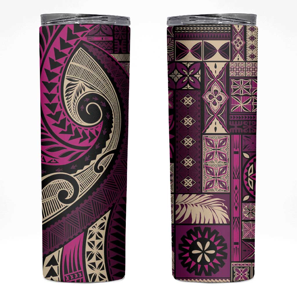 Vintage Samoa Siapo Mamanu Skinny Tumbler Pink Samoan Tapa Motif - Polynesian Pride