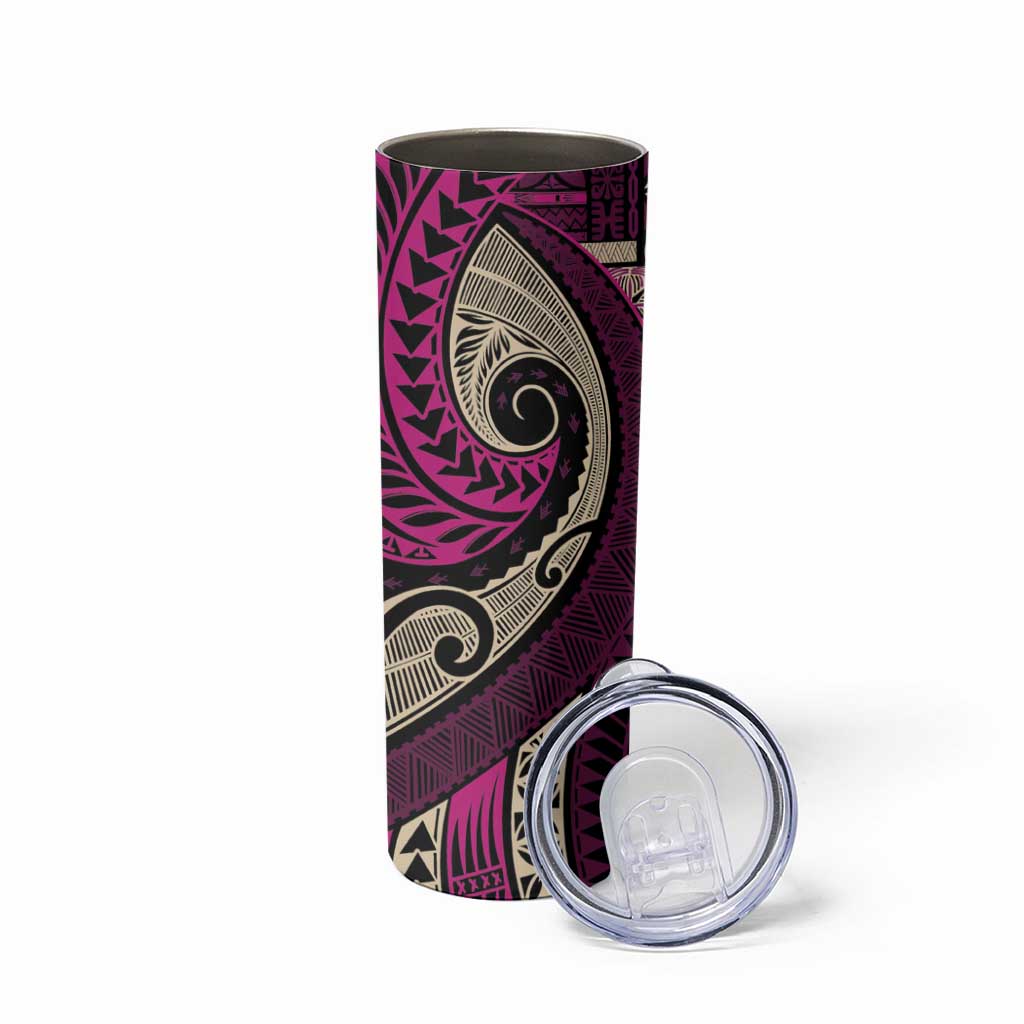 Vintage Samoa Siapo Mamanu Skinny Tumbler Pink Samoan Tapa Motif - Polynesian Pride