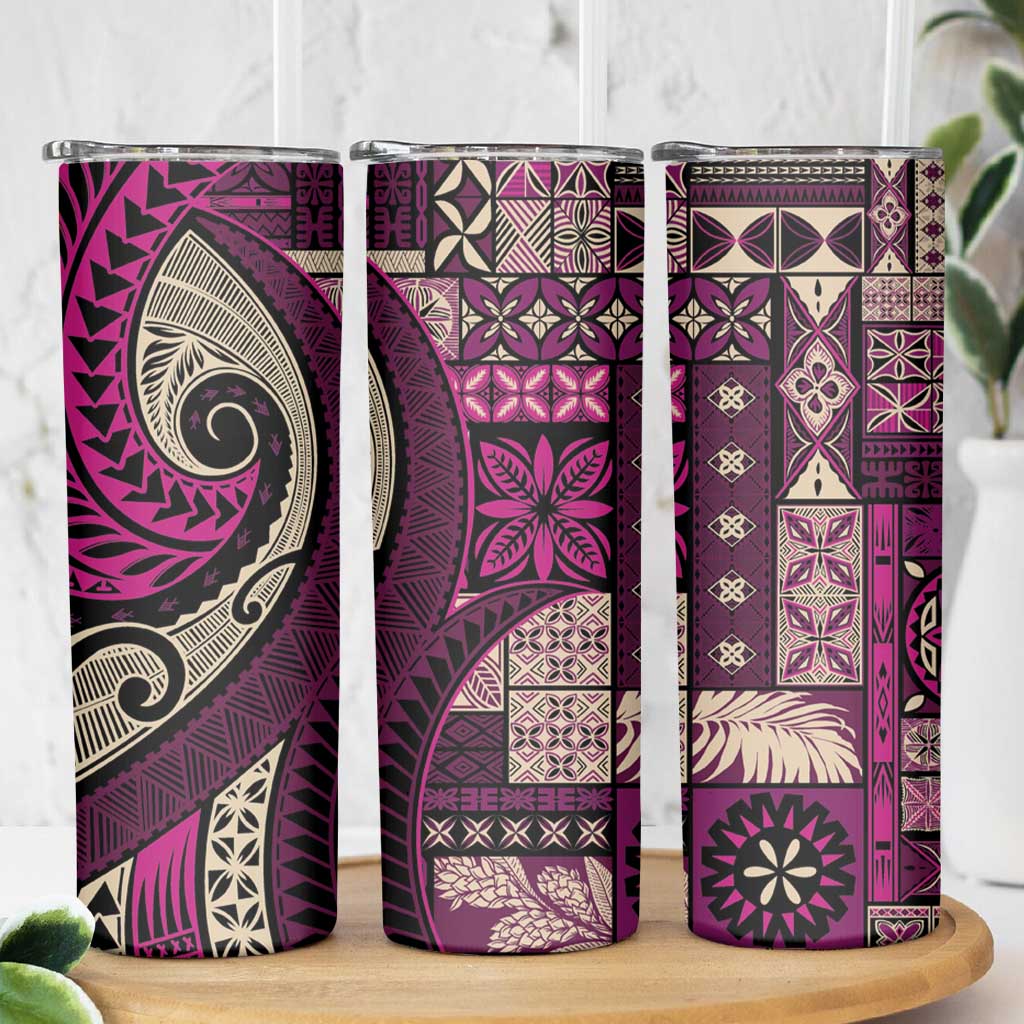 Vintage Samoa Siapo Mamanu Skinny Tumbler Pink Samoan Tapa Motif - Polynesian Pride