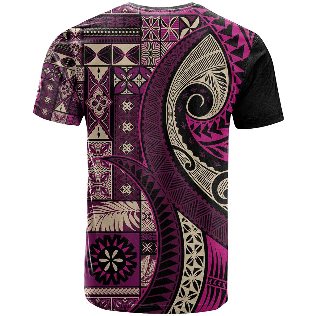 Vintage Samoa Siapo Mamanu T Shirt Pink Samoan Tapa Motif - Polynesian Pride