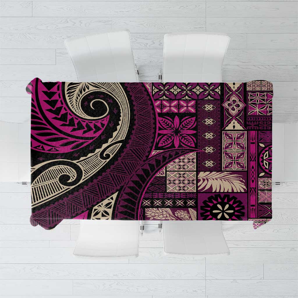 Vintage Samoa Siapo Mamanu Tablecloth Pink Samoan Tapa Motif - Polynesian Pride