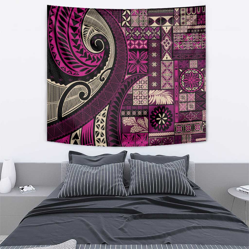 Vintage Samoa Siapo Mamanu Tapestry Pink Samoan Tapa Motif - Polynesian Pride