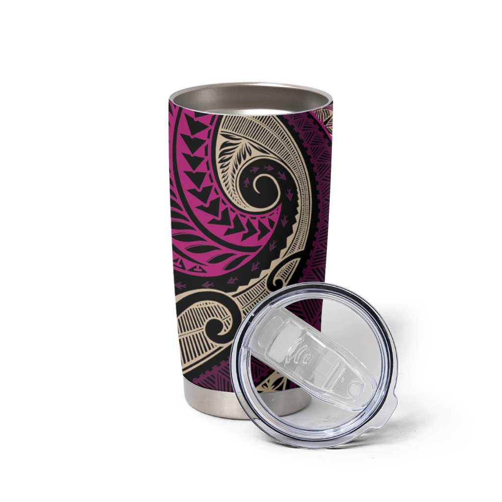 Vintage Samoa Siapo Mamanu Tumbler Cup Pink Samoan Tapa Motif - Polynesian Pride