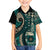 Vintage Samoa Siapo Mamanu Family Matching Off The Shoulder Long Sleeve Dress and Hawaiian Shirt Teal Samoan Tapa Motif - Polynesian Pride
