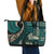 Vintage Samoa Siapo Mamanu Leather Tote Bag Teal Samoan Tapa Motif - Polynesian Pride