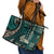 Vintage Samoa Siapo Mamanu Leather Tote Bag Teal Samoan Tapa Motif - Polynesian Pride