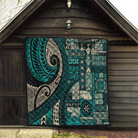 Vintage Samoa Siapo Mamanu Quilt Teal Samoan Tapa Motif - Polynesian Pride