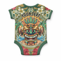 Hawaii Tiki Mask Personalized Baby Onesie Mele Kalikimaka i Iulai! LT9 - Polynesian Pride