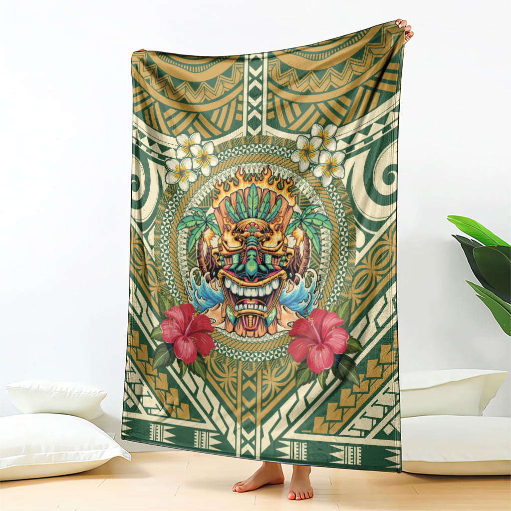 Hawaii Tiki Mask Blanket Mele Kalikimaka i Iulai!