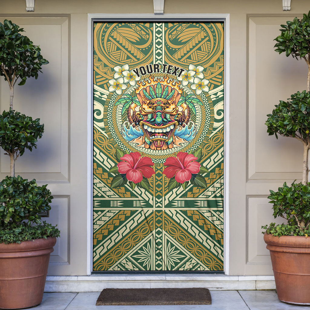 Hawaii Tiki Mask Personalized Door Cover Mele Kalikimaka i Iulai!