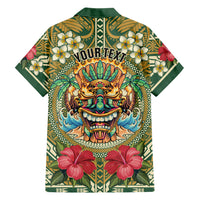 Hawaii Tiki Mask Personalized Family Matching Long Sleeve Bodycon Dress and Hawaiian Shirt Mele Kalikimaka i Iulai! LT9 - Polynesian Pride