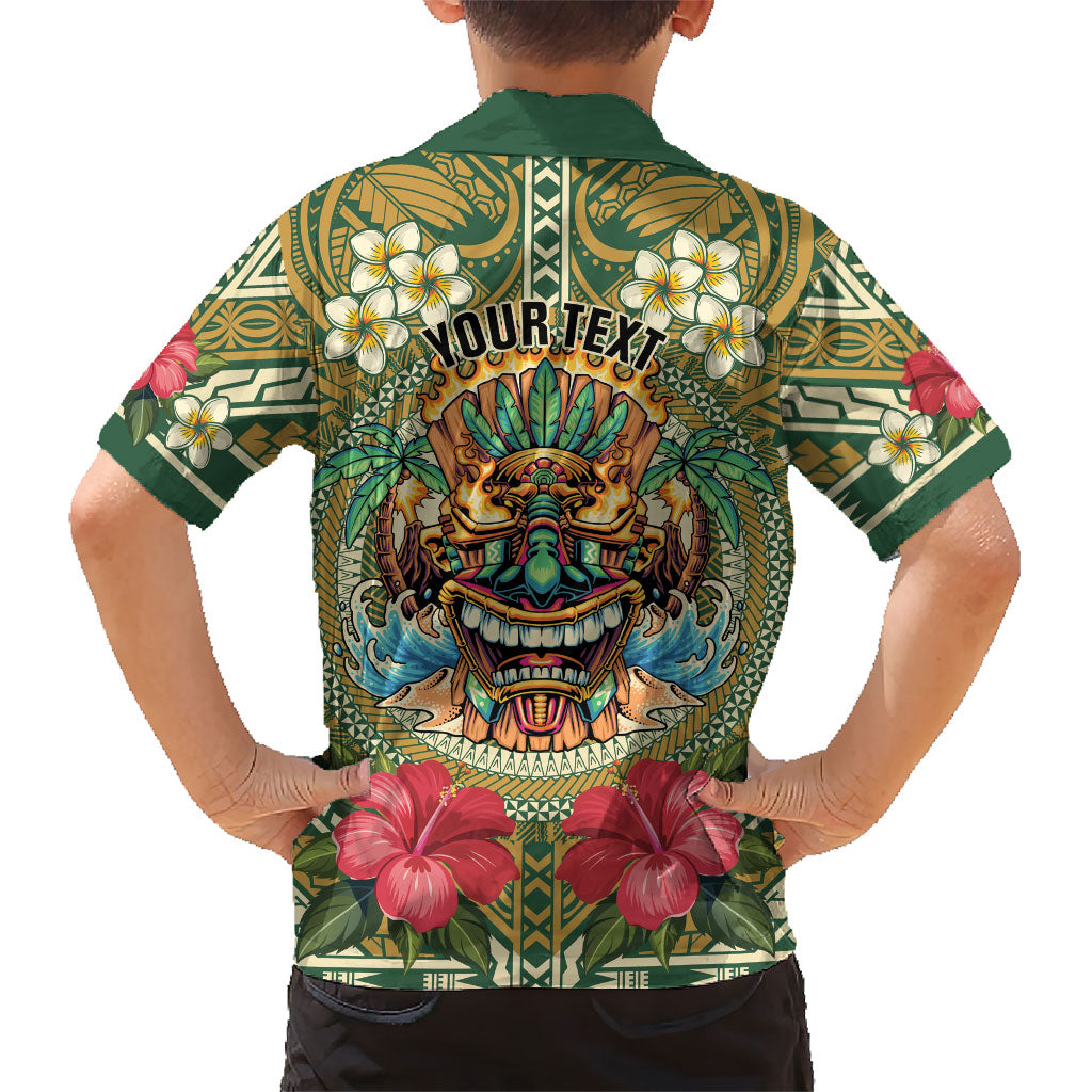 Hawaii Tiki Mask Personalized Family Matching Off Shoulder Maxi Dress and Hawaiian Shirt Mele Kalikimaka i Iulai! LT9 - Polynesian Pride