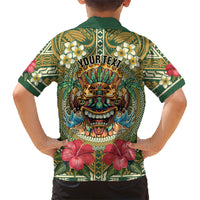 Hawaii Tiki Mask Personalized Family Matching Off Shoulder Short Dress and Hawaiian Shirt Mele Kalikimaka i Iulai! LT9 - Polynesian Pride