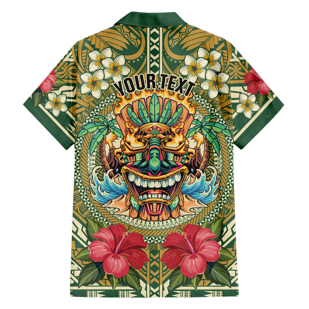 Hawaii Tiki Mask Personalized Family Matching Off Shoulder Short Dress and Hawaiian Shirt Mele Kalikimaka i Iulai! LT9 - Polynesian Pride