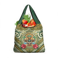 Hawaii Tiki Mask Grocery Bag Mele Kalikimaka i Iulai! LT9 1-pack One Size Green - Polynesian Pride