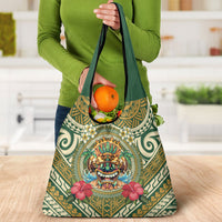 Hawaii Tiki Mask Grocery Bag Mele Kalikimaka i Iulai! LT9 - Polynesian Pride