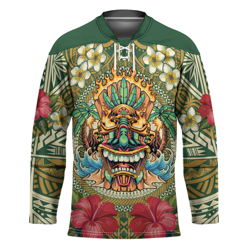 Hawaii Tiki Mask Personalized Hockey Jersey Mele Kalikimaka i Iulai!