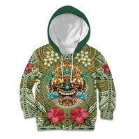 Hawaii Tiki Mask Personalized Kid Hoodie Mele Kalikimaka i Iulai! LT9 Hoodie Green - Polynesian Pride