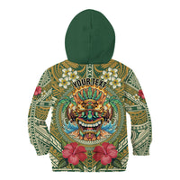 Hawaii Tiki Mask Personalized Kid Hoodie Mele Kalikimaka i Iulai! LT9 - Polynesian Pride