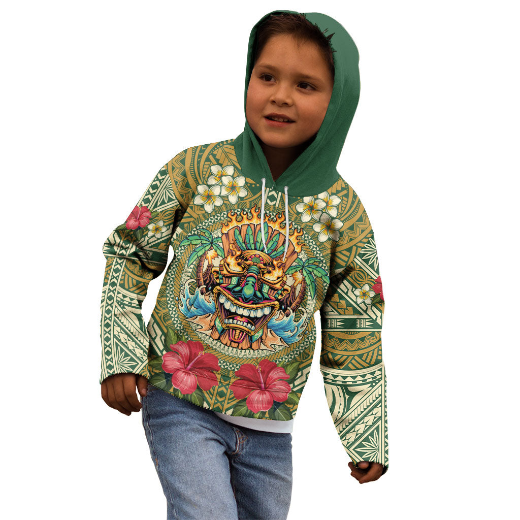 Hawaii Tiki Mask Personalized Kid Hoodie Mele Kalikimaka i Iulai! LT9 - Polynesian Pride