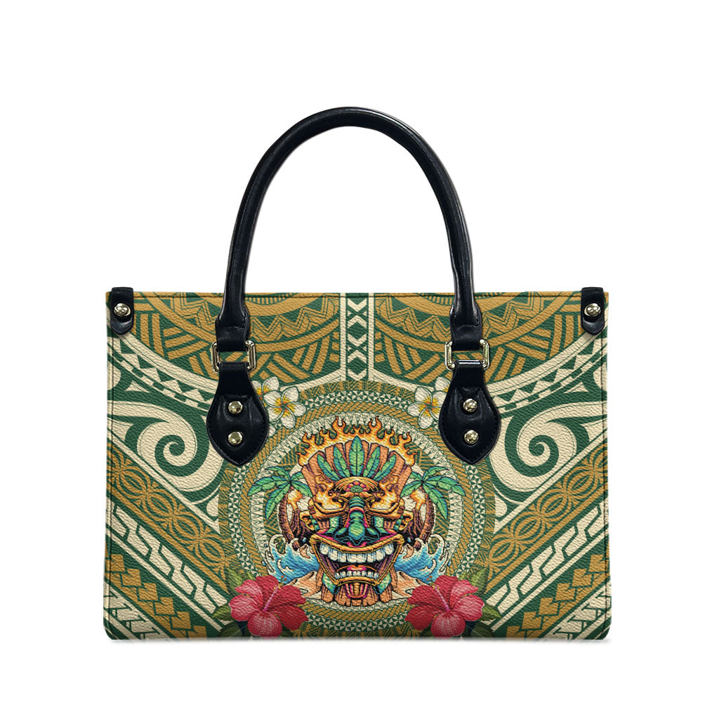 Hawaii Tiki Mask Leather Bag Mele Kalikimaka i Iulai!
