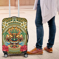 Hawaii Tiki Mask Luggage Cover Mele Kalikimaka i Iulai! LT9 Green - Polynesian Pride